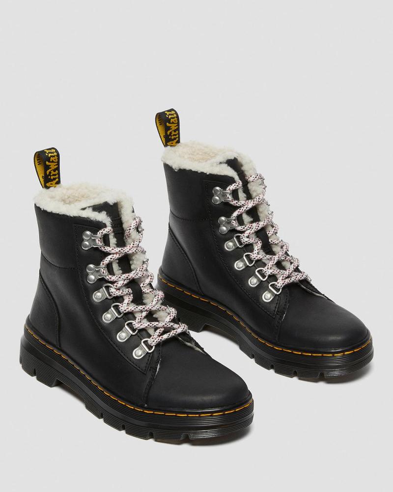 Black Women's Dr Martens Combs Faux Shearling Lined Winter Boots | CA 286DFM